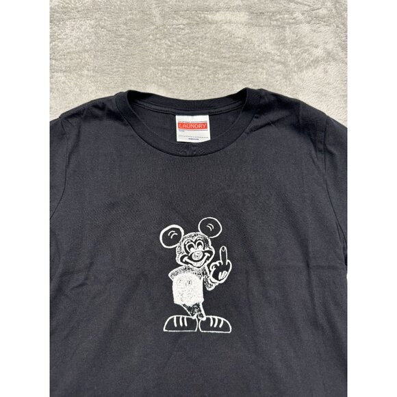 24hr LAUNDRY FU BLACK W/ WHITE 70S 80S THROWBACK WOMENS BABYDOLL T-SHIRT SMALL - Picture 2 of 3